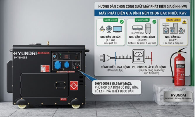 Máy phát điện gia đình nên chọn bao nhiêu kw